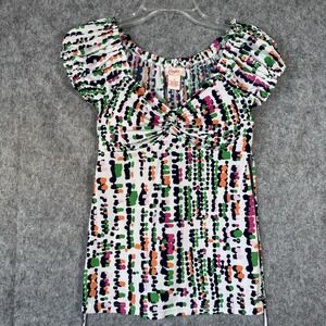 Candies Y2K Babydoll Top Juniors Small Whimsy Dots‎ Ruffle Shirt Tie Back Fairy